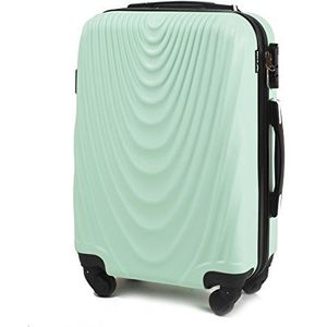 WINGS koffer van duurzaam ABS-materiaal, eenvoudig te bedienen met 4 rubberen wielen, elegant design voor zakenreizen en zomervakantie, TSA-sloten, handtassen en citaten voor, Lichtgroen, koffer
