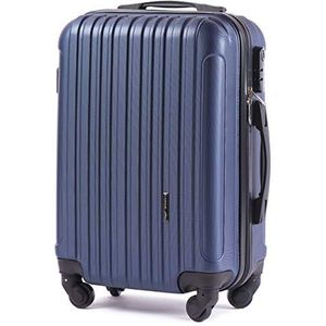 WINGS koffer van duurzaam ABS-materiaal, eenvoudig te bedienen met 4 rubberen wielen, elegant design voor zakenreizen en zomervakantie, TSA-sloten, handtassen en citaten voor, Blauw, koffer