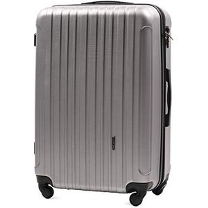 WINGS koffer van duurzaam ABS-materiaal, eenvoudig te bedienen met 4 rubberen wielen, elegant design voor zakenreizen en zomervakantie, TSA-sloten, handtassen en citaten voor, zilver., koffer