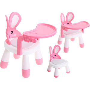 Baby Kinderstoel - Eetstoel - Tafel om te eten en spelen - Konijn - Roze/wit - Speeltafel