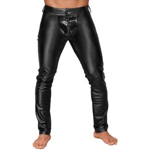 Noir Handmade - Decadence | Wetlook trousers with PVC pleats - Black