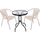 ModernHome - Tuintafel - Zwart - Gehard Glas - 60cm