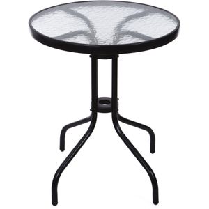 Tuintafel - 60cm - Gehard glas - Zwart