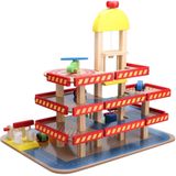 Speelgoed garage - hout - met lift en auto's - 50x39,5x47 cm