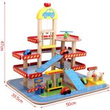 Speelgoed garage - hout - met lift en auto's - 50x39,5x47 cm