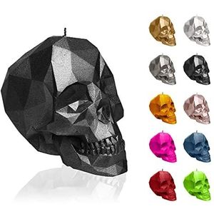 Candellana Kaars kleine schedel Low Poly | hoogte: 12 cm | zwart metallic | doodskop | handgemaakt in de EU