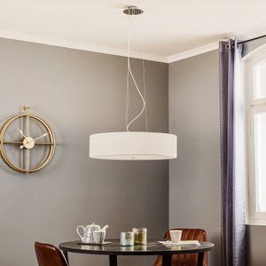 Nowodvorski Lighting Hanglamp Viviane met textielen kap, wit