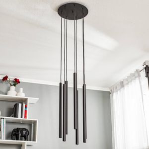 Nowodvorski Lighting Hanglamp Las, 7-lamps, zwart