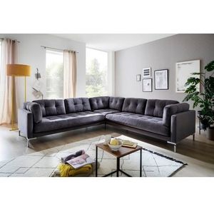 Trends by HG Wohnlandschaft Landau U-Form, in Cord-Stoff mit Metallfuß