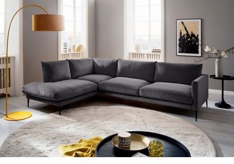Trends by HG Polsterecke Svea L-Form, Ottomane rechts oder links, mit Metallfuß, frei im Raum stellbar