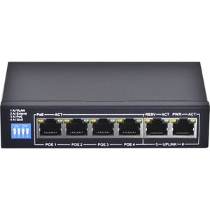 Extralink - EUROS v2 - Netwerkschakelaar - Zwart - 6 Poorten - PoE