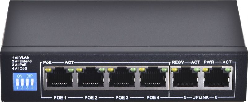 Extralink - EUROS v2 - Netwerkschakelaar - Zwart - 6 Poorten - PoE