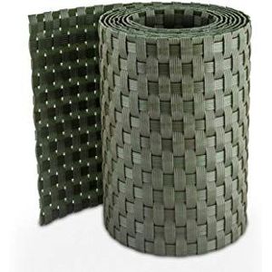 Privacyfolie, rotan rol, inkijkbescherming, omheining, 255 x 19 cm, voor dubbelstaafmatten, hek, folie, polyrotan RD12, groen