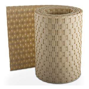 Privacyfolie, rotan rol, inkijkbescherming, omheining, 255 x 19 cm, voor dubbelstaafmatten, hek, folie, polyrotan RD18, beige