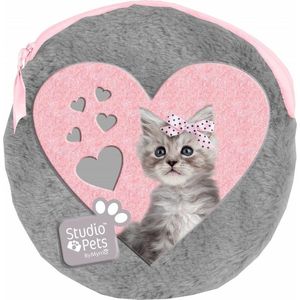 Studio Pets Pluche Rond Etuitje Sweet Kitty - 13 x 13 cm - Pluche