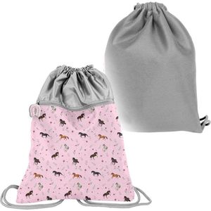 Animal PicturesGymbag Paardjes 45 x 34 cm Polyester - 45x34 - Roze