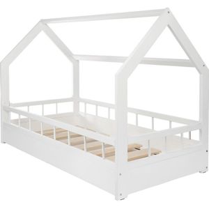 Huisbed - 160x80 cm - met hekje - wit