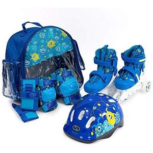 SMJ 2-in-1 inline skates voor kinderen, verstelbare inline skates + beschermingsset + helm + tas (30-33)