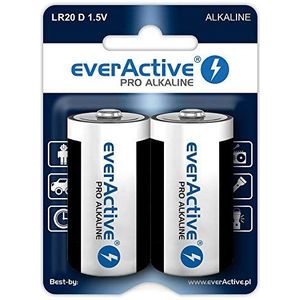 everActive D 2 stuks Pro alkaline Mono LR20 R20 1,5 V krachtige batterijen 10 jaar duurzaamheid – 2-1 blisterkaart, verpakking kan variëren