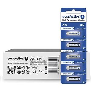 everActive Alkaline-batterijen, A27,12 V, 25 mAh, EL-812, MN27, G27A, LR27A, LR27A, 60 stuks