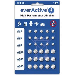30x EverActive PACK AG3 / AG4 / AG10 / AG13 Alkaline