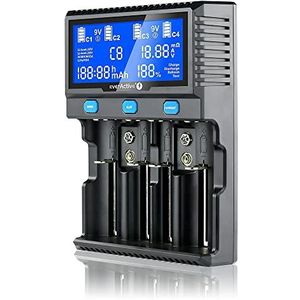 everActive 4 Cilindrische Li-Ion en Ni-MH Professionele Snelle en Universele Lcd-display Capaciteitstest Model UC4200