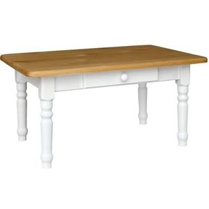 k koma Eettafel, koffietafel, restaurant, grenen tafel, massief wit, fabrikant landelijke stijl, nieuw -Alder met lade (50 x 50 cm)