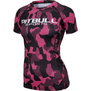 Pit Bull -Rashguard Short Sleeve - Compressie Shirt Dames Korte Mouwen - Camo Pink - Roze - Maat M