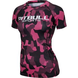 Pit Bull -Rashguard Short Sleeve - Compressie Shirt Dames Korte Mouwen - Camo Pink - Roze - Maat S