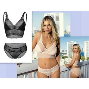 Sexy top en slipje lingerie set - gemaakt van tule en kant - zwart - Lidia DKaren S