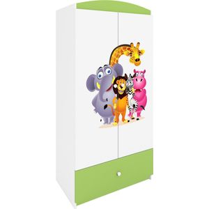 Kocot Kids - Kledingkast babydreams groen dierentuin - Halfhoge kast - Groen