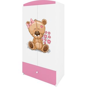 Kocot Kids - Kledingkast babydreams roze teddybeer bloemen - Halfhoge kast - Roze