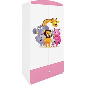 Kocot Kids - Kledingkast babydreams roze dierentuin - Halfhoge kast - Roze