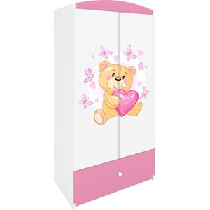 Kocot Kids - Kledingkast babydreams roze teddybeer vlinders - Halfhoge kast - Roze