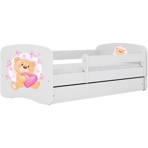 Kocot Kids - Bed babydreams wit teddybeer vlinders zonder lade zonder matras 140/70 - Kinderbed - Wit