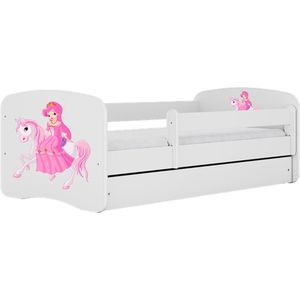 Kocot Kids - Bed babydreams wit prinses op paard zonder lade zonder matras 140/70 - Kinderbed - Wit