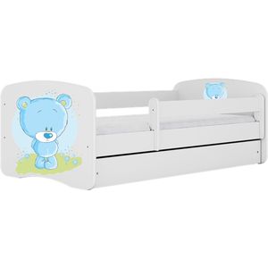 Kocot Kids - Bed babydreams wit blauw teddybeer zonder lade zonder matras 180/80 - Kinderbed - Blauw
