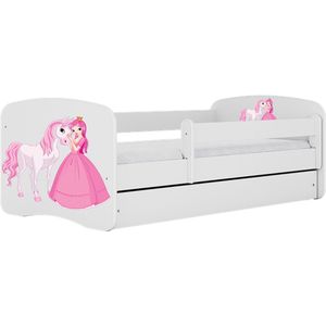 Kocot Kids - Bed babydreams wit prinses paard zonder lade met matras 140/70 - Kinderbed - Wit