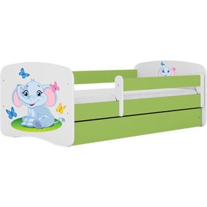 Kocot Kids - Bed babydreams groen babyolifant zonder lade zonder matras 180/80 - Kinderbed - Groen