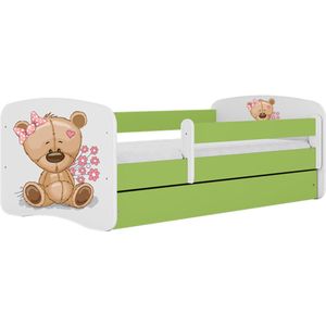 Kocot Kids - Bed babydreams groen teddybeer bloemen zonder lade zonder matras 180/80 - Kinderbed - Groen