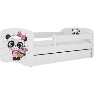 Kocot Kids - Bed babydreams wit panda met lade zonder matras 140/70 - Kinderbed - Wit