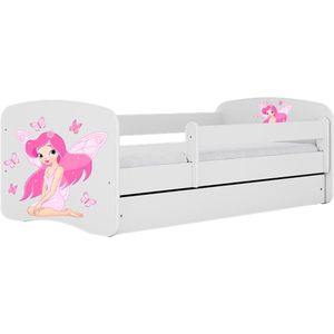 Kocot Kids - Bed babydreams wit fee met vlinders met lade zonder matras 140/70 - Kinderbed - Wit