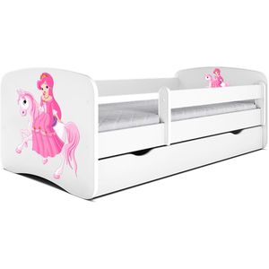 Kocot Kids - Bed babydreams wit prinses op paard met lade zonder matras 180/80 - Kinderbed - Wit
