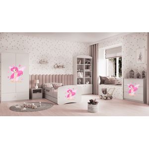 Kocot Kids - Bed babydreams wit fee met vlinders met lade zonder matras 180/80 - Kinderbed - Wit