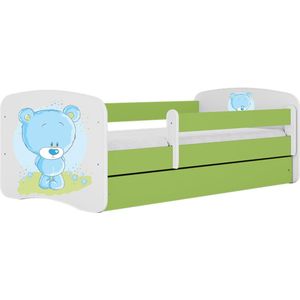 Kocot Kids - Bed babydreams groen blauw teddybeer zonder lade met matras 160/80 - Kinderbed - Groen