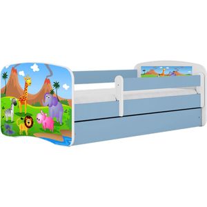 Kocot Kids - Bed babydreams blauw safari zonder lade met matras 140/70 - Kinderbed - Blauw