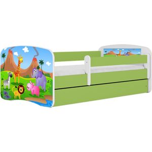 Kocot Kids - Bed babydreams groen safari zonder lade met matras 140/70 - Kinderbed - Groen