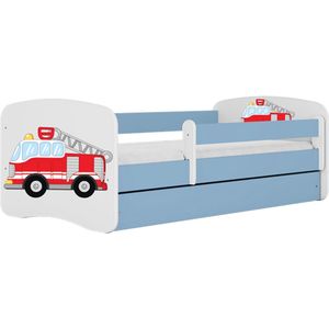 Kocot Kids - Bed babydreams blauw brandweer zonder lade met matras 140/70 - Kinderbed - Blauw
