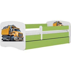 Kocot Kids - Bed babydreams groen vrachtwagen met lade met matras 140/70 - Kinderbed - Groen