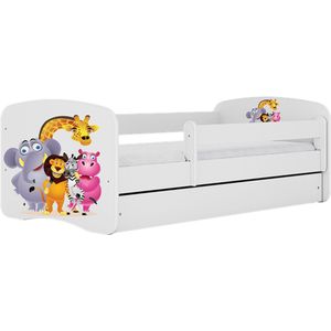 Kocot Kids - Bed babydreams wit dierentuin met lade met matras 160/80 - Kinderbed - Wit
